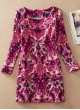 Long Sleeves Retro-60s Shift Floral Dress 